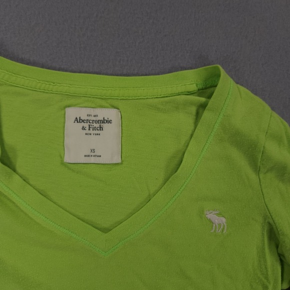 VTG Y2K Abercrombie And Fitch Top XS Green Fitted T Long Sleeve T Shirt - Picture 2 of 6
